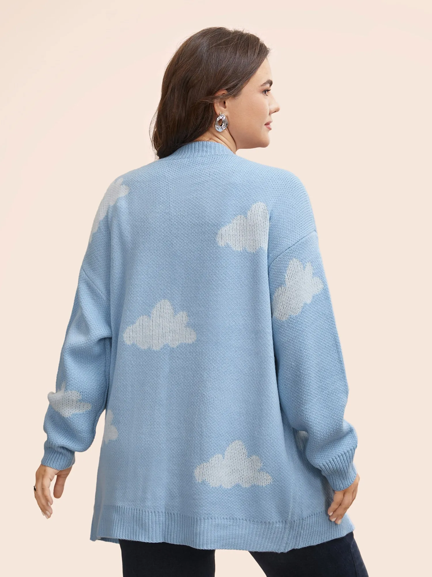 Cloud Drop Shoulder Patch Pocket Cardigan sold by Bloomchic product image thumbnail 2