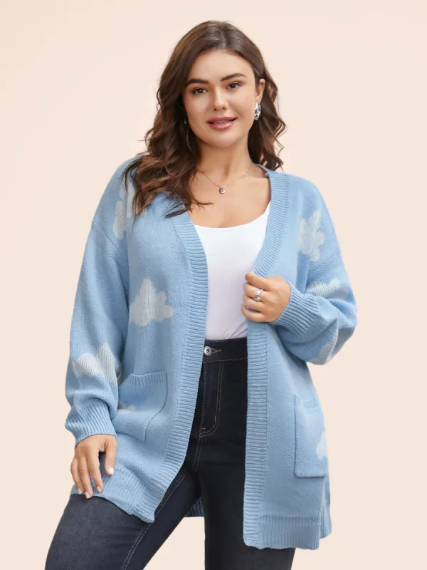 Cloud Drop Shoulder Patch Pocket Cardigan sold by Bloomchic