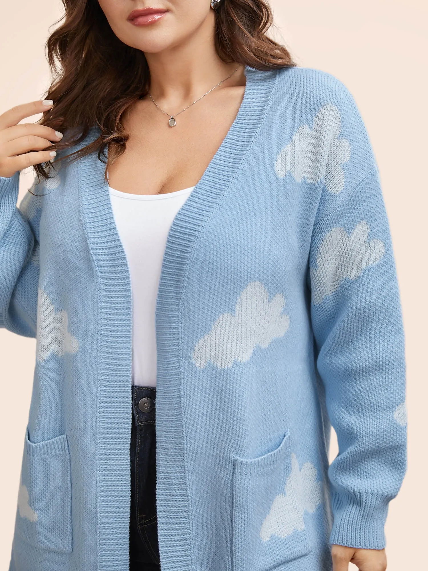 Cloud Drop Shoulder Patch Pocket Cardigan sold by Bloomchic product image thumbnail 4