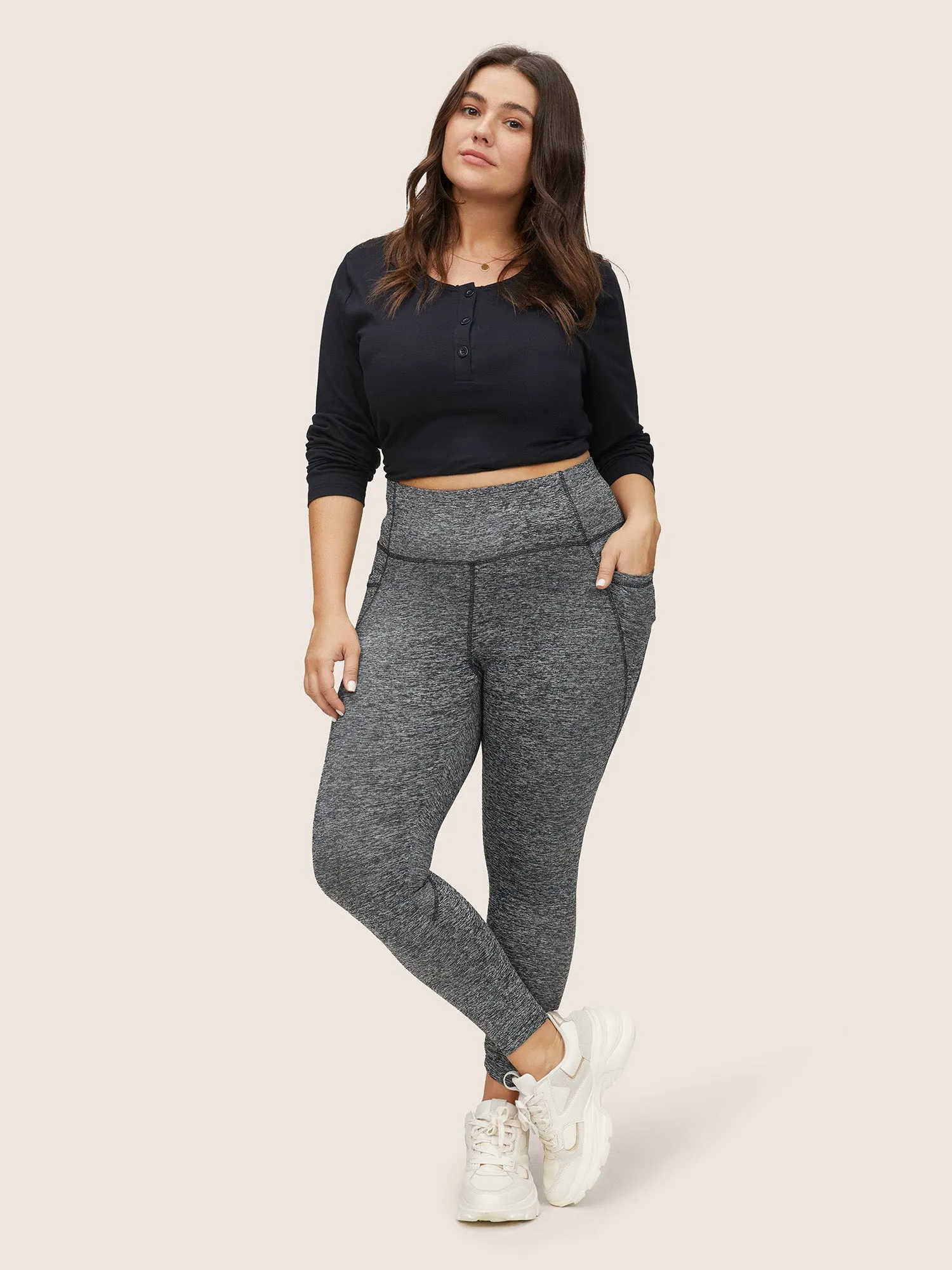 Heather High Waist Pocket Skinny Leggings sold by Bloomchic product image thumbnail 4