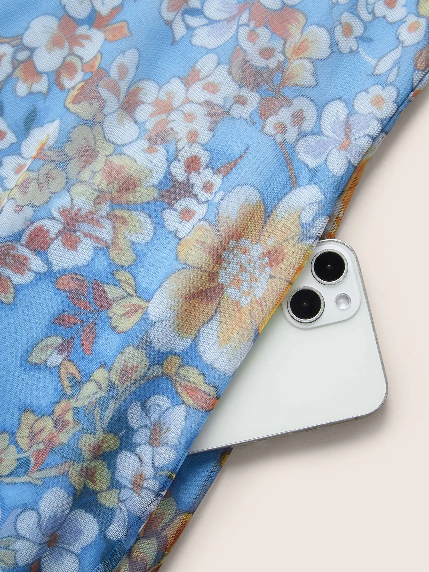 Square Neck Floral Mesh Tank Dress sold by Bloomchic product image thumbnail 5