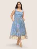 Square Neck Floral Mesh Tank Dress sold by Bloomchic