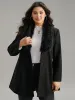Plain Fuzzy Trim Patchwork Belted Coat sold by Bloomchic