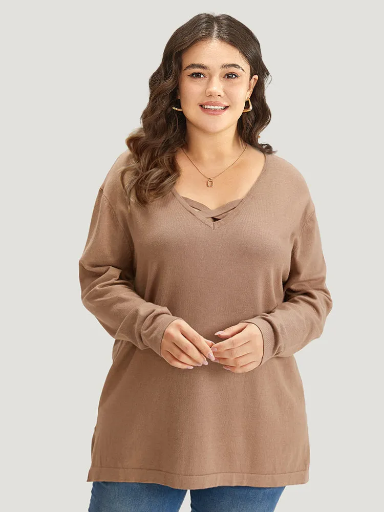 Supersoft Essentials Crisscross Neck Split Side Pullover sold by Bloomchic product image thumbnail 3