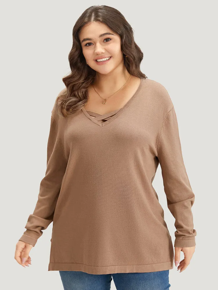 Supersoft Essentials Crisscross Neck Split Side Pullover sold by Bloomchic product image thumbnail 4