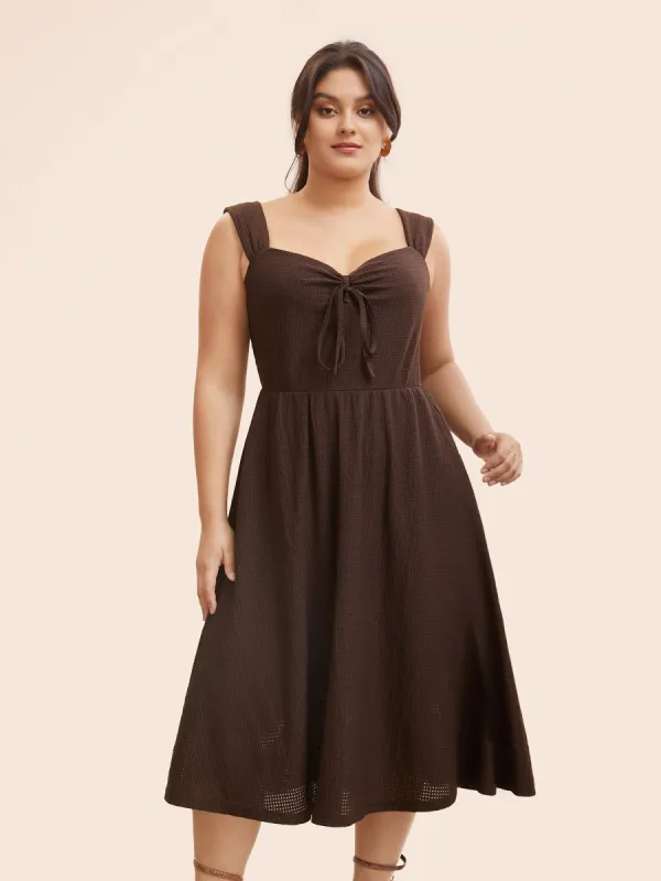 Tie Neck Sleeveless Ruched Pocket Dress sold by Bloomchic
