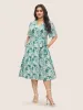 Floral Print Notched Belted Midi Dress sold by Bloomchic