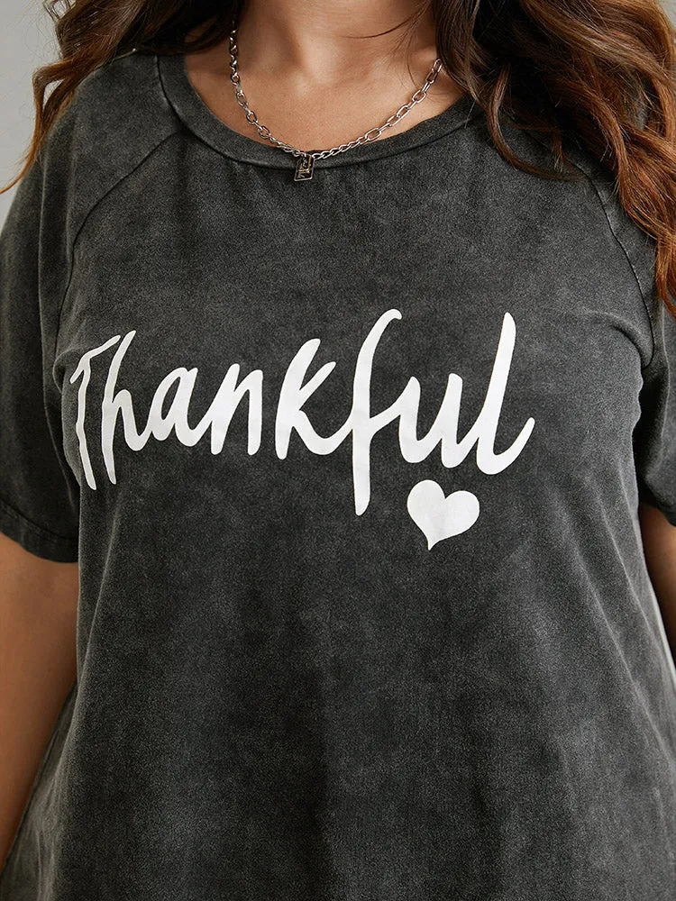 Vintage Letter Print Round Neck Raglan Sleeve T-shirt sold by Bloomchic product image thumbnail 5