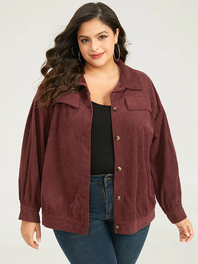 Plain Texture Button Through Gathered Jacket sold by Bloomchic