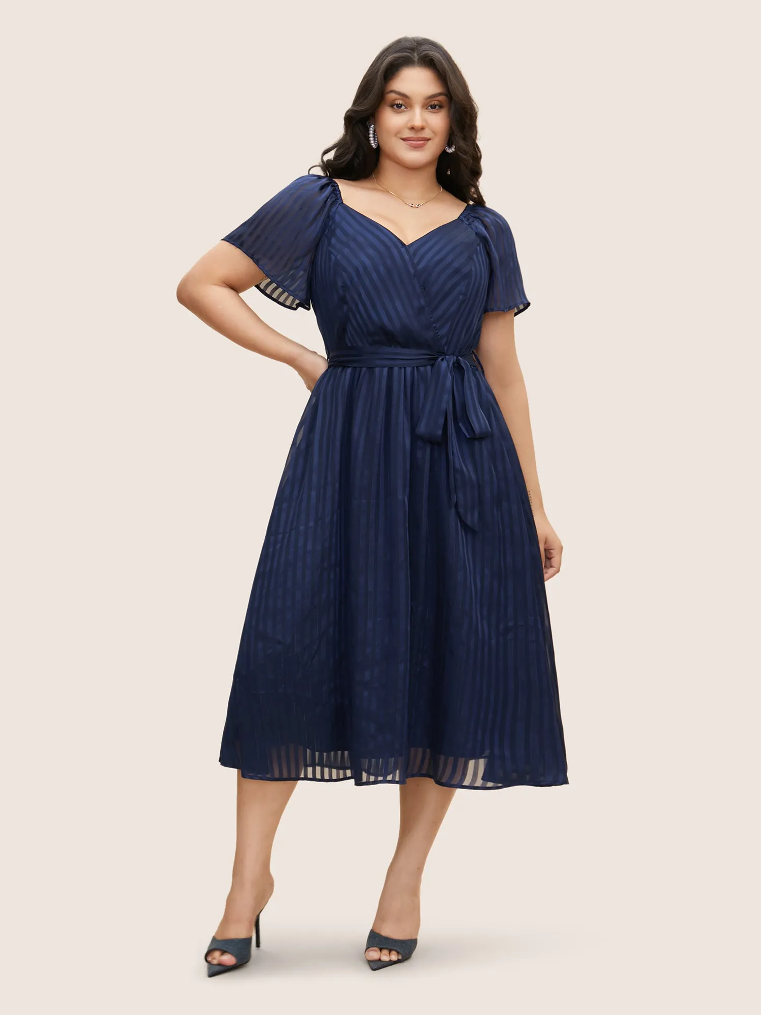 Striped Heart Neckline Midi Dress sold by Bloomchic