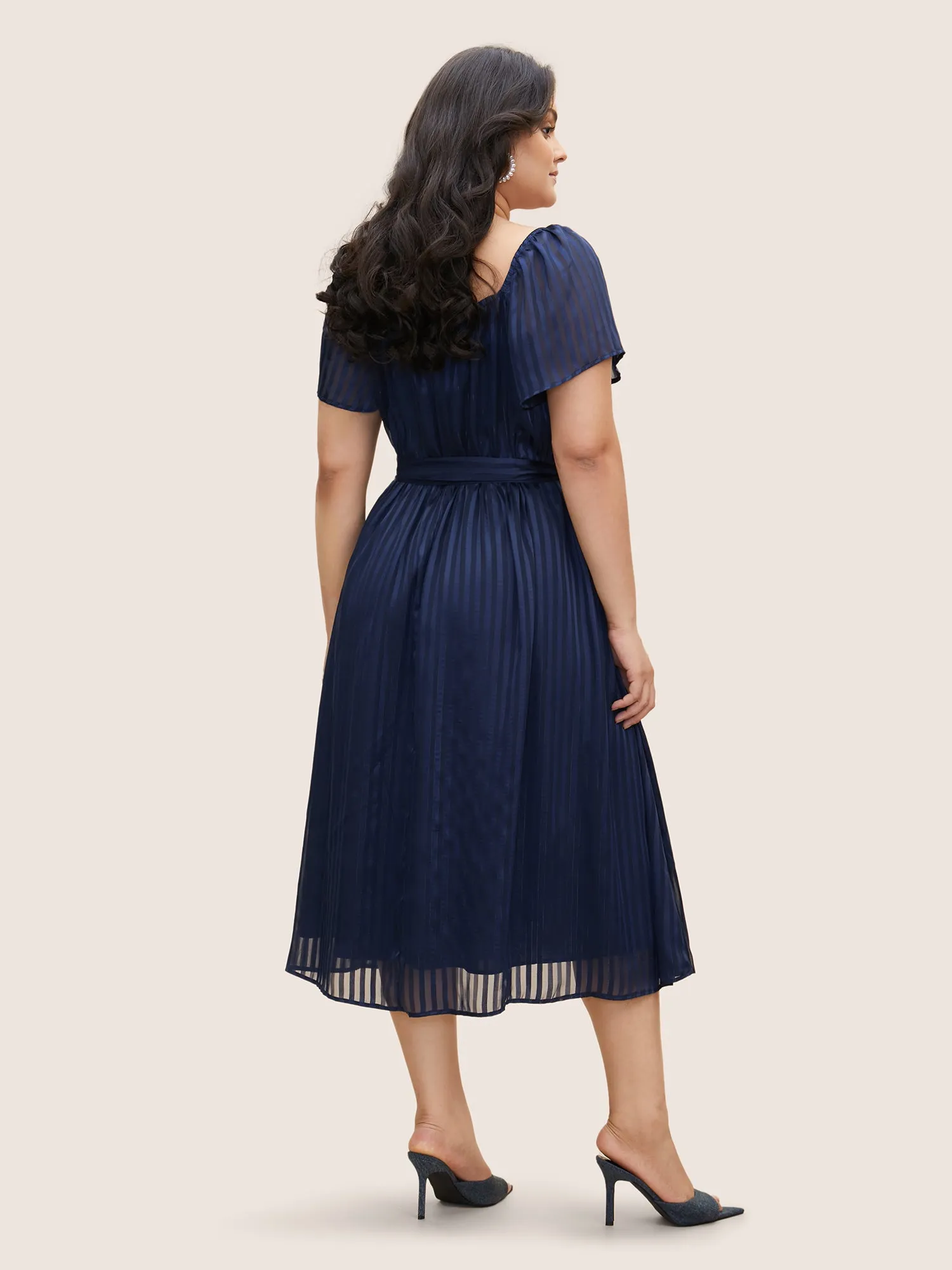 Striped Heart Neckline Midi Dress sold by Bloomchic product image thumbnail 3