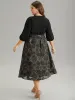 Chiffon Moroccan Print Glitter Belted Overlap Collar Dress sold by Bloomchic