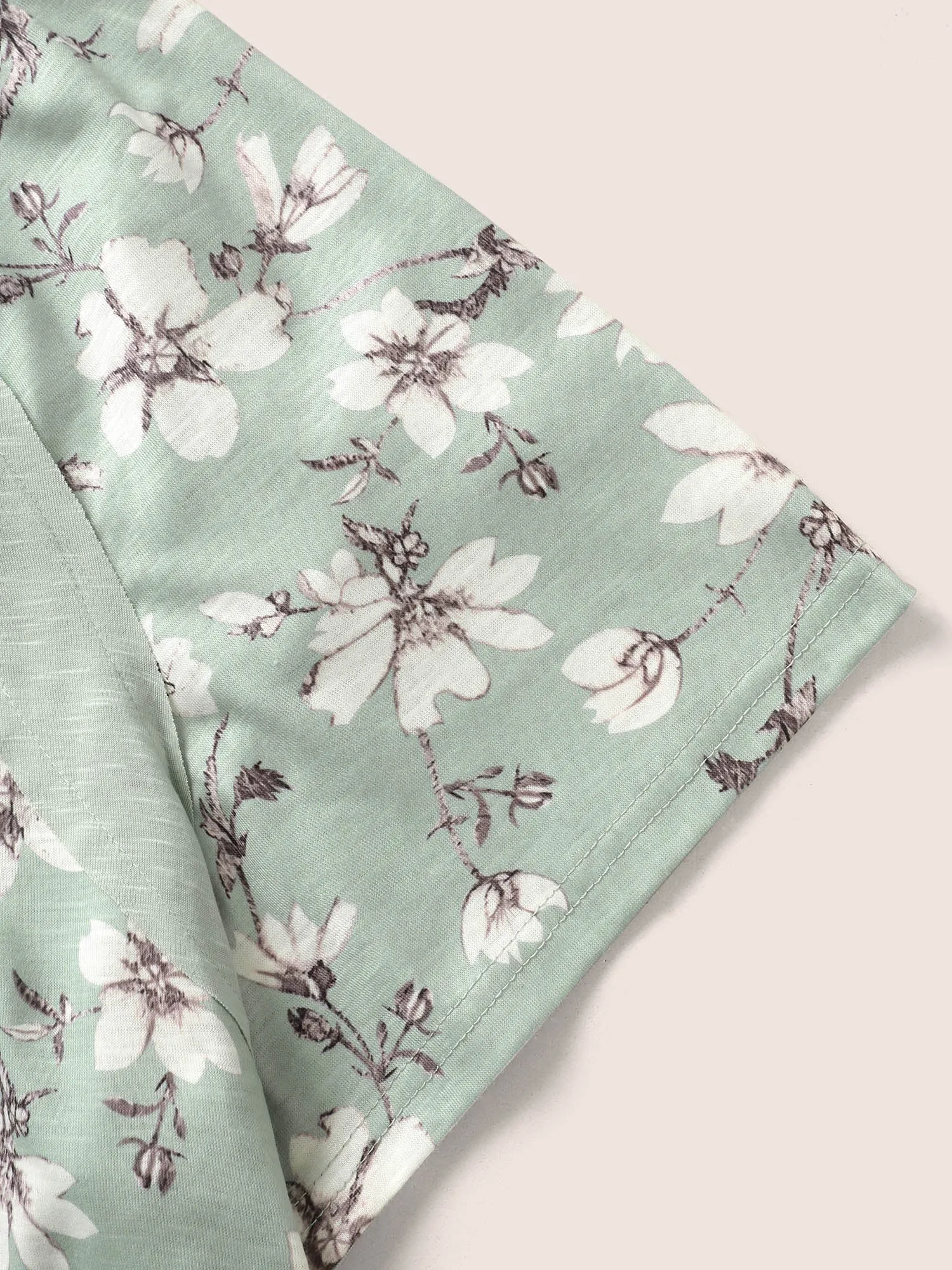 Floral Patchwork Pleated Raglan Sleeve T-shirt sold by Bloomchic product image thumbnail 5