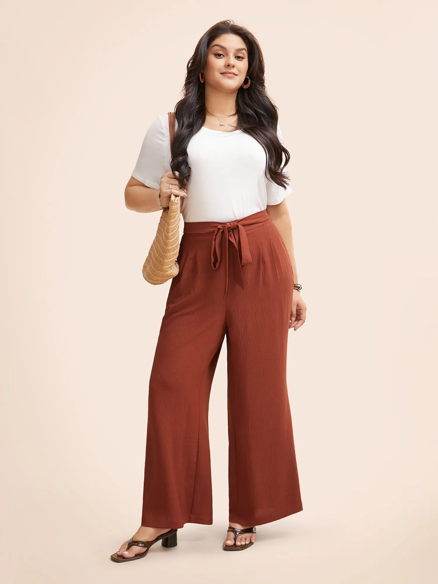 Solid Tie Knot Wide Leg Pants sold by Bloomchic product image thumbnail 3
