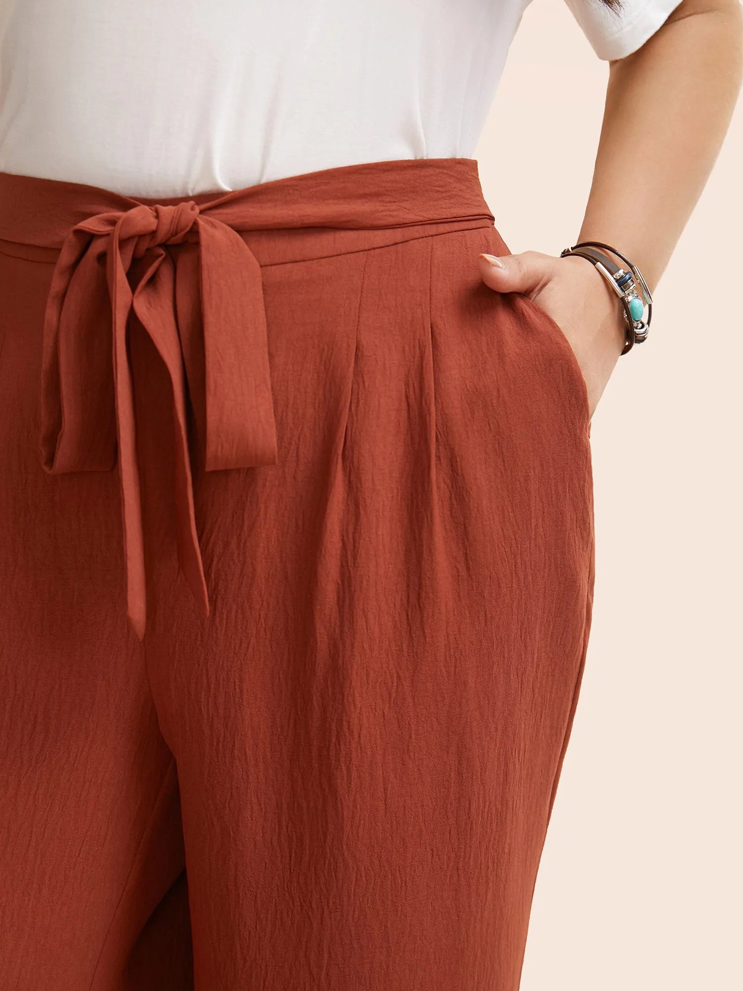 Solid Tie Knot Wide Leg Pants sold by Bloomchic product image thumbnail 4