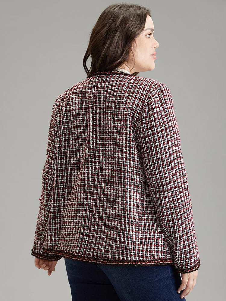 Coarse Tweed Gingham Plisse Flap Pocket Blazer sold by Bloomchic product image thumbnail 5