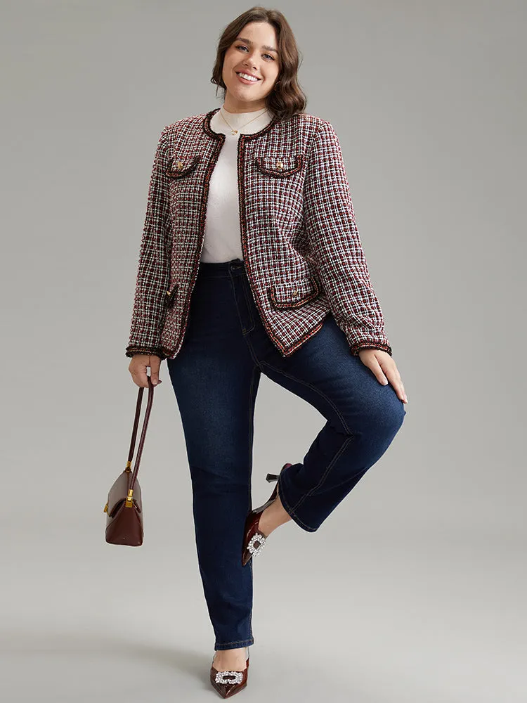 Coarse Tweed Gingham Plisse Flap Pocket Blazer sold by Bloomchic product image thumbnail 4