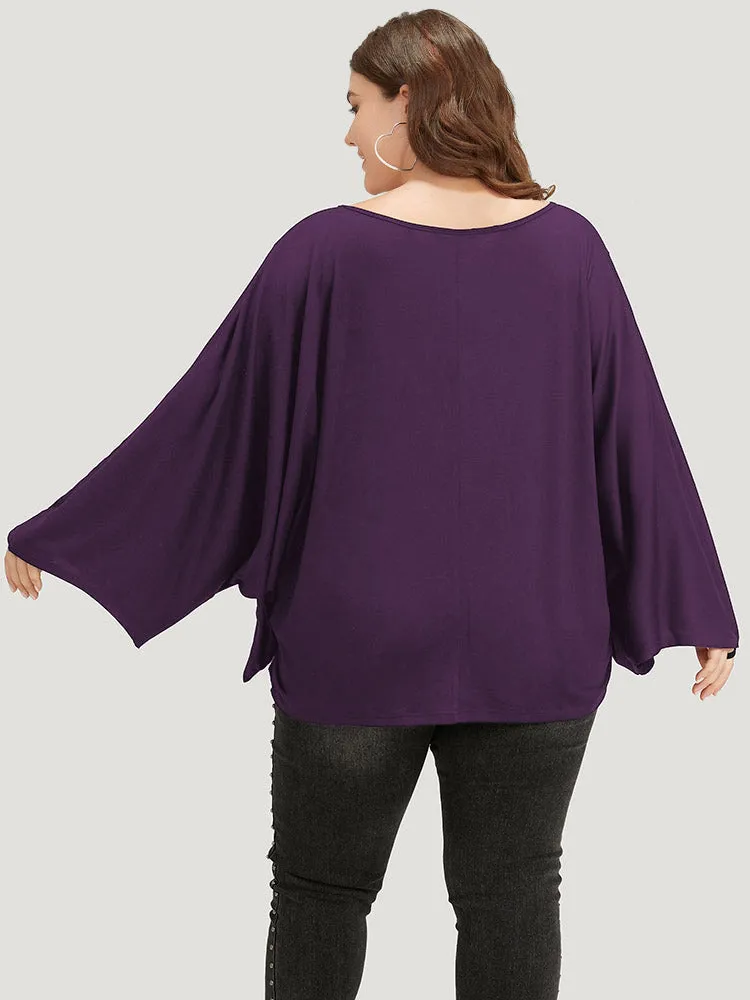 Halloween Plain V Neck Batwing Sleeve T-shirt sold by Bloomchic product image thumbnail 2