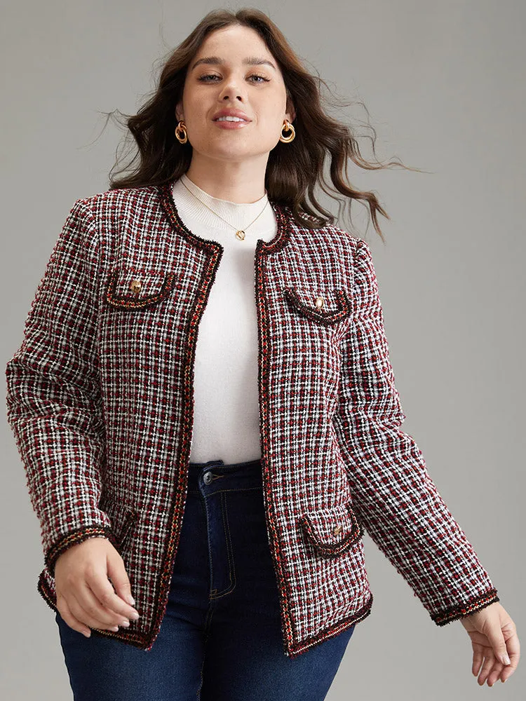 Coarse Tweed Gingham Plisse Flap Pocket Blazer sold by Bloomchic product image thumbnail 2
