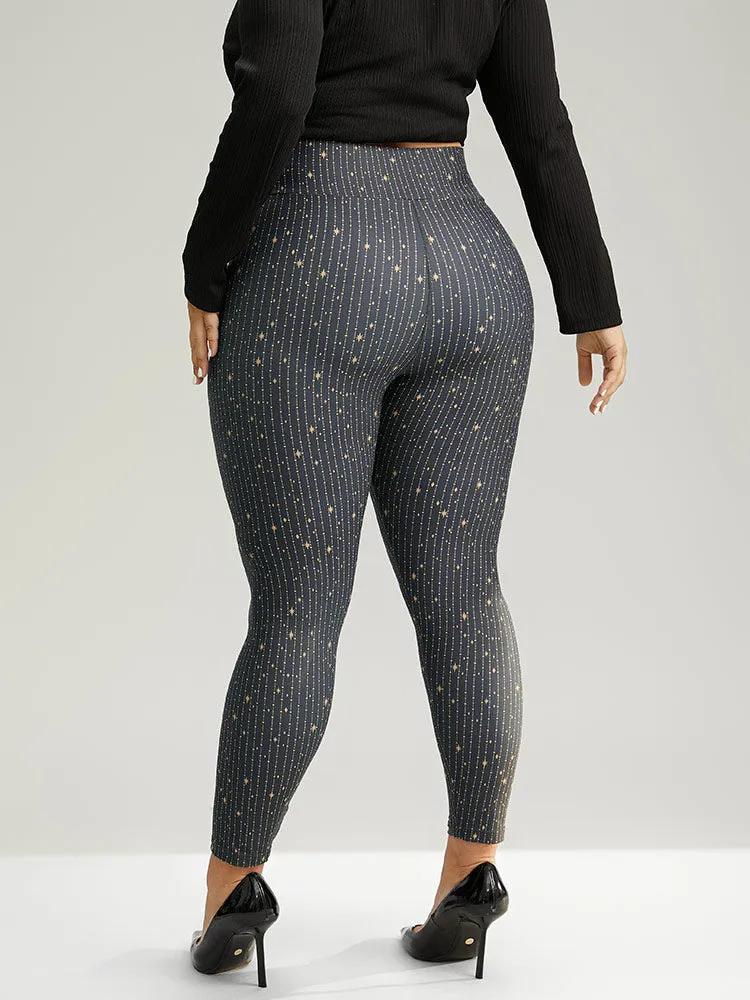 Striped & Star Print Elastic Waist Leggings sold by Bloomchic product image thumbnail 2