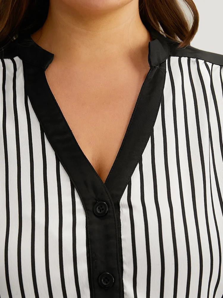 Striped Patchwork Tab Sleeve Blouse sold by Bloomchic product image thumbnail 5