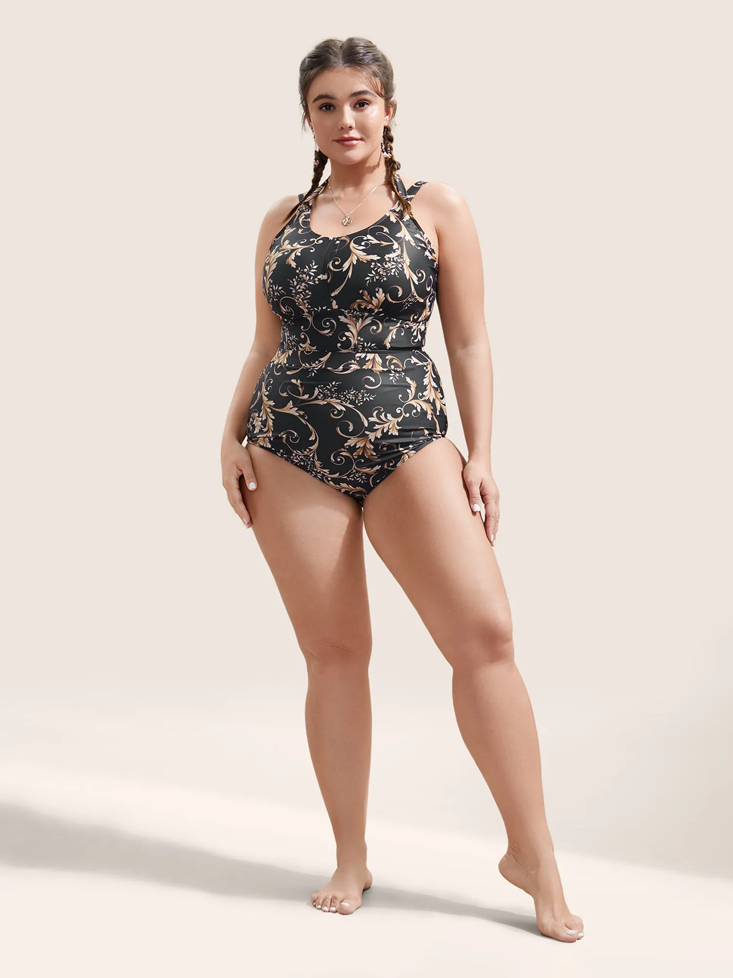 Baroque Graphic Spaghetti Strap Swim Top sold by Bloomchic product image thumbnail 3