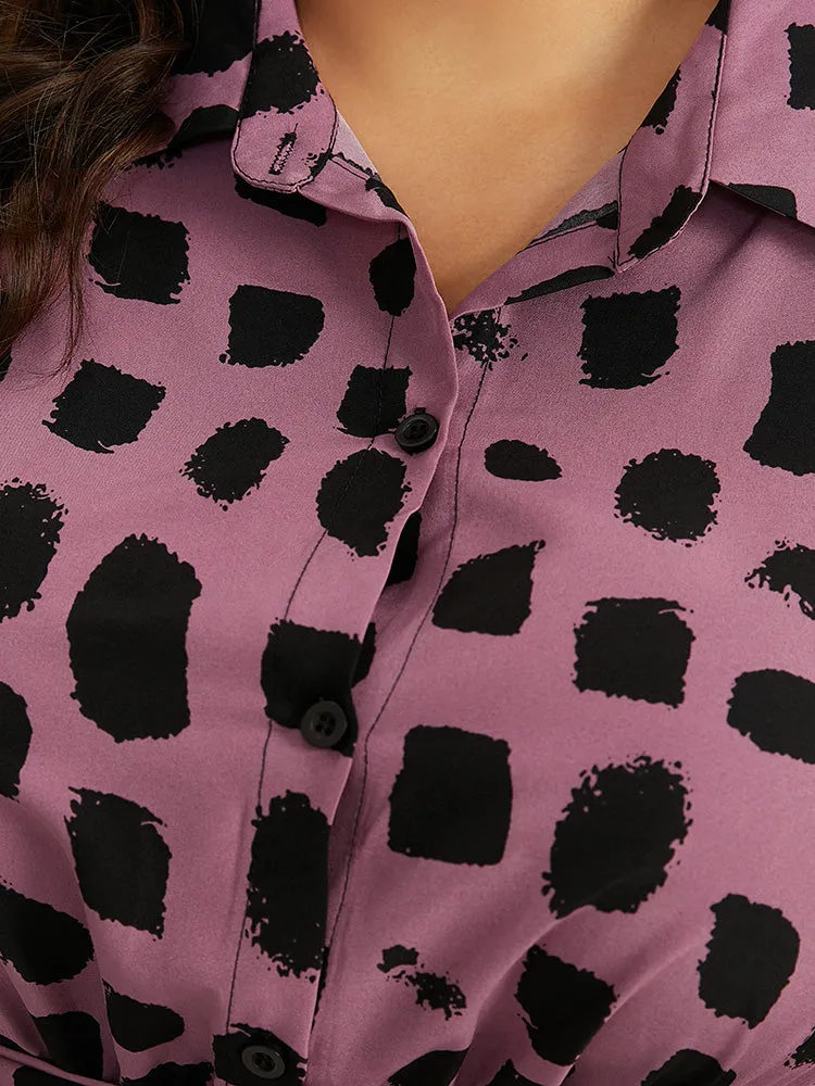 Shirt Collar Brush Print Belted Dress sold by Bloomchic product image thumbnail 5