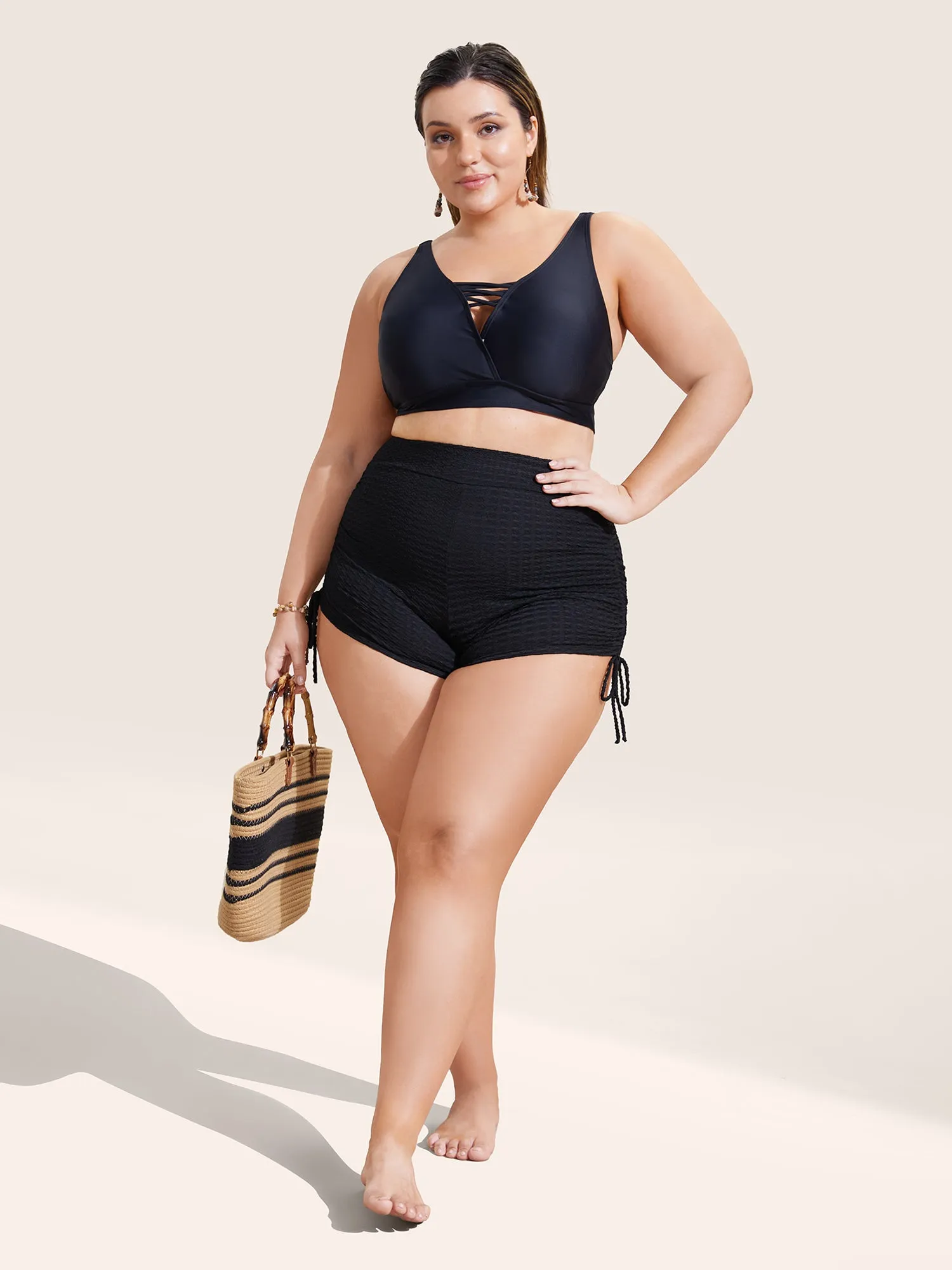 Plain Gathered Tie Knot High Rise Swim Bottom sold by Bloomchic product image thumbnail 2