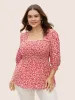Square Neck Ditsy Floral Shirred Blouse sold by Bloomchic