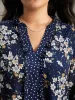 Chiffon Floral Polka Dot Patchwork Frill Trim Mesh Blouse sold by Bloomchic