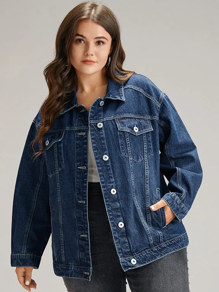 Button Down Pocket Light Wash Denim Jacket sold by Bloomchic product image thumbnail 5