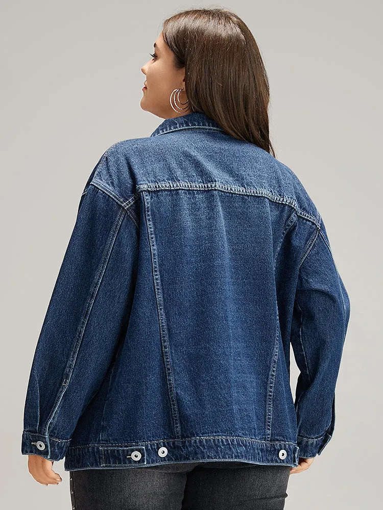 Button Down Pocket Light Wash Denim Jacket sold by Bloomchic product image thumbnail 2