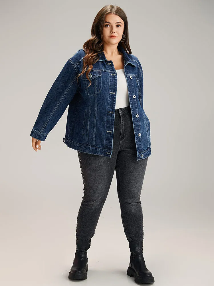 Button Down Pocket Light Wash Denim Jacket sold by Bloomchic product image thumbnail 4