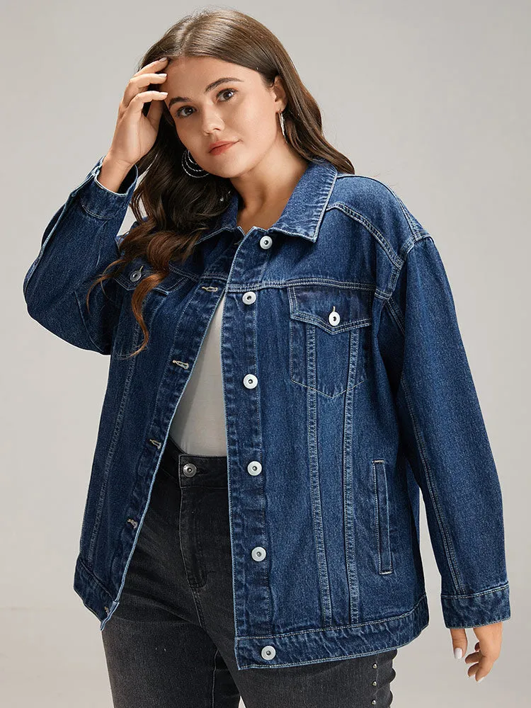 Button Down Pocket Light Wash Denim Jacket sold by Bloomchic product image thumbnail 3