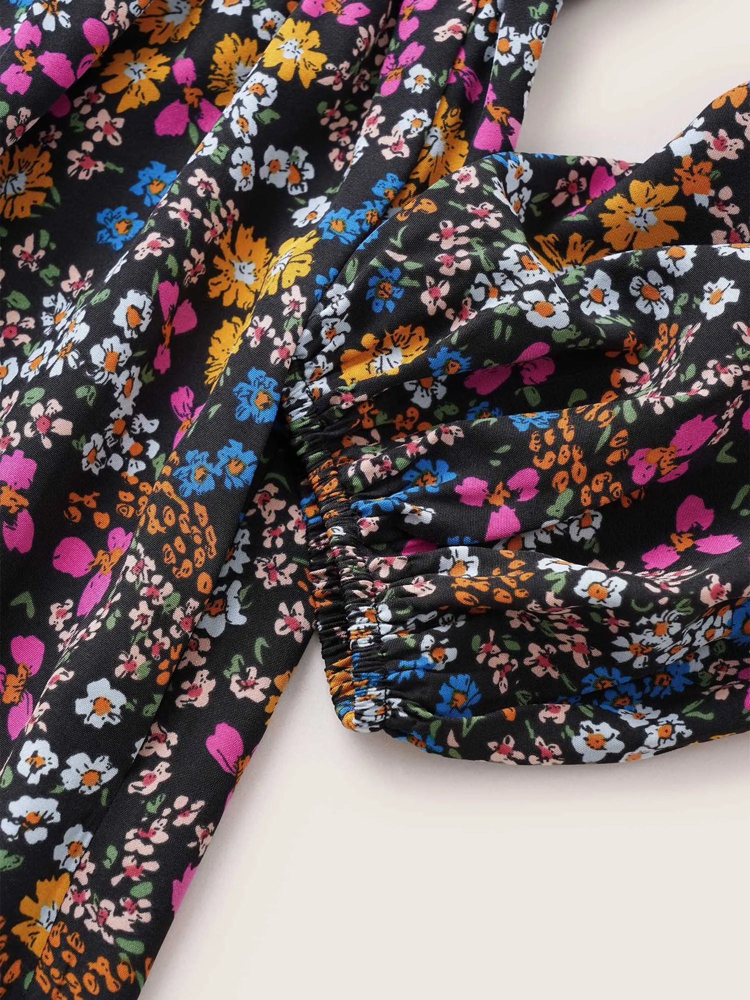 Ditsy Floral Notched Pocket Lantern Sleeve Dress sold by Bloomchic product image thumbnail 5