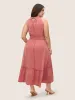 Halter Neck Shirred Frill Trim Gathered Dress sold by Bloomchic
