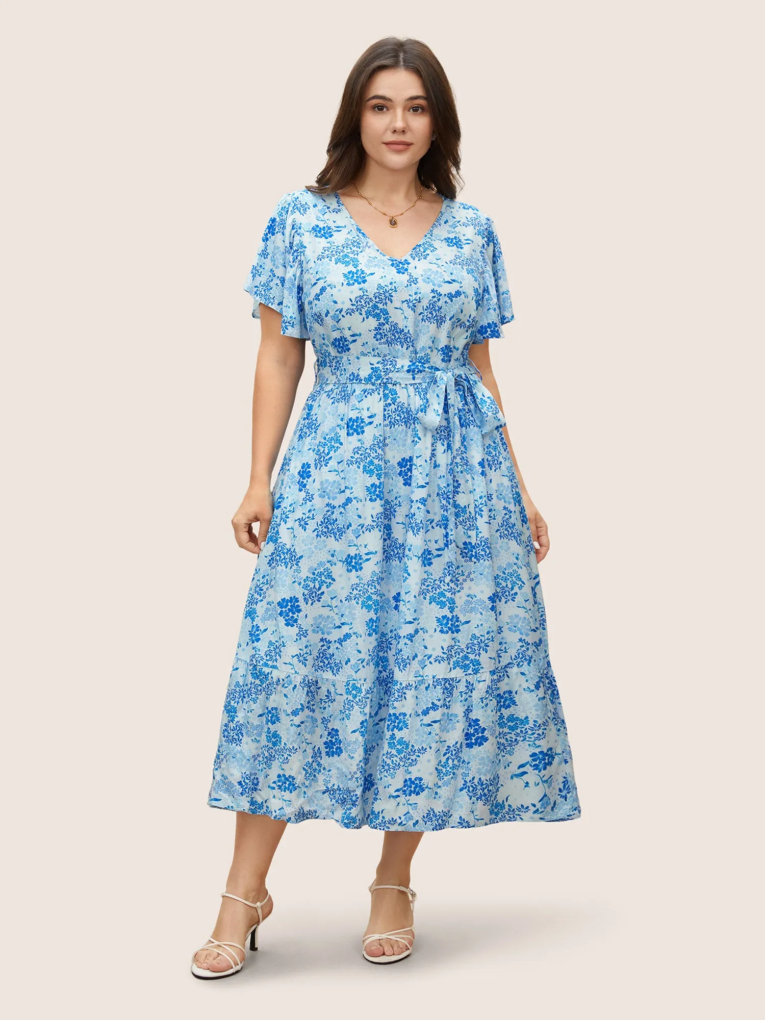 Halter Neck Shirred Frill Trim Gathered Dress sold by Bloomchic product image thumbnail 5