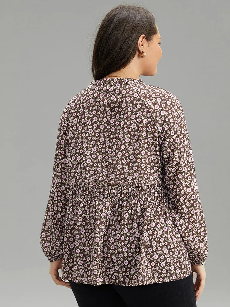 Ditsy Floral Knot Neck Gathered Blouse sold by Bloomchic product image thumbnail 2