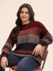 Textured Striped Contrast Patchwork Pullover sold by Bloomchic