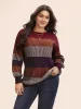 Textured Striped Contrast Patchwork Pullover sold by Bloomchic