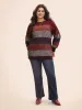 Textured Striped Contrast Patchwork Pullover sold by Bloomchic