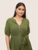 Solid Half Zip Belted Tab Sleeve Jumpsuit sold by Bloomchic