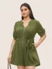Solid Half Zip Belted Tab Sleeve Jumpsuit sold by Bloomchic