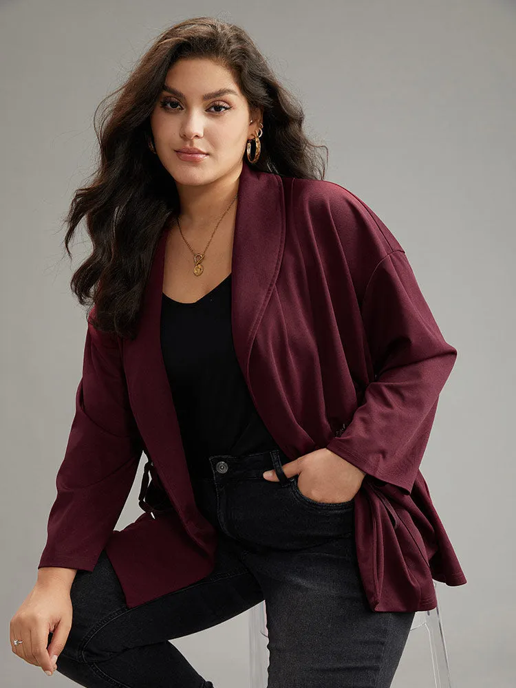 Supersoft Essentials Lapel Collar Drawstring Pocket Jacket sold by Bloomchic