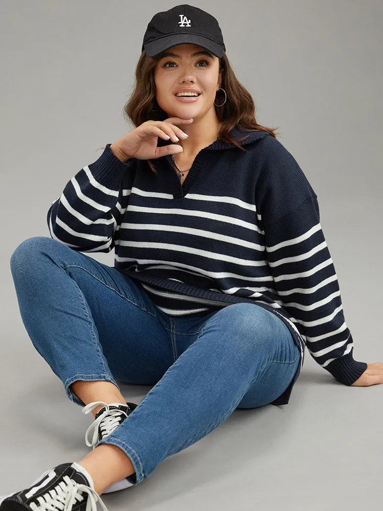 Polo Striped Print Split Side Pullover sold by Bloomchic product image thumbnail 4