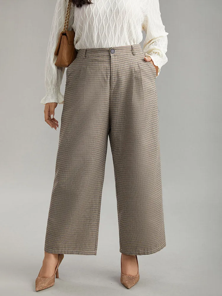 Gingham Plicated Detail Elastic Waist Pants sold by Bloomchic