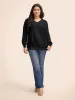 Rib Knit Plain Elastic Cuffs Sweatshirt sold by Bloomchic