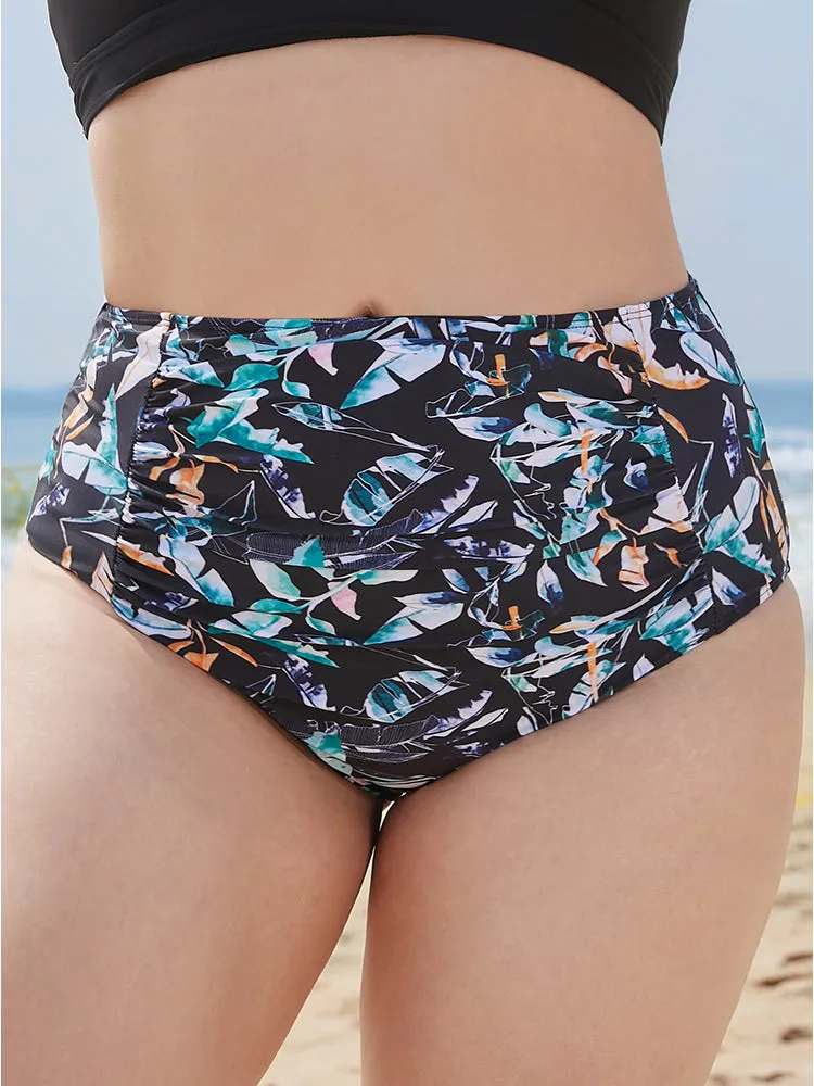 Tropical Print Ruched Front Bikini Bottom sold by Bloomchic