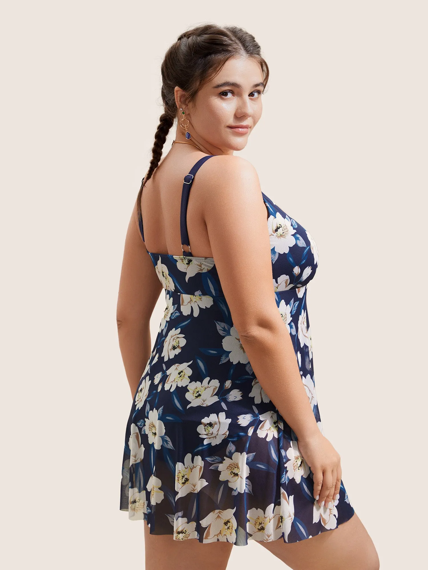 Floral Adjustable Straps Split Hem Swim Dress sold by Bloomchic product image thumbnail 2