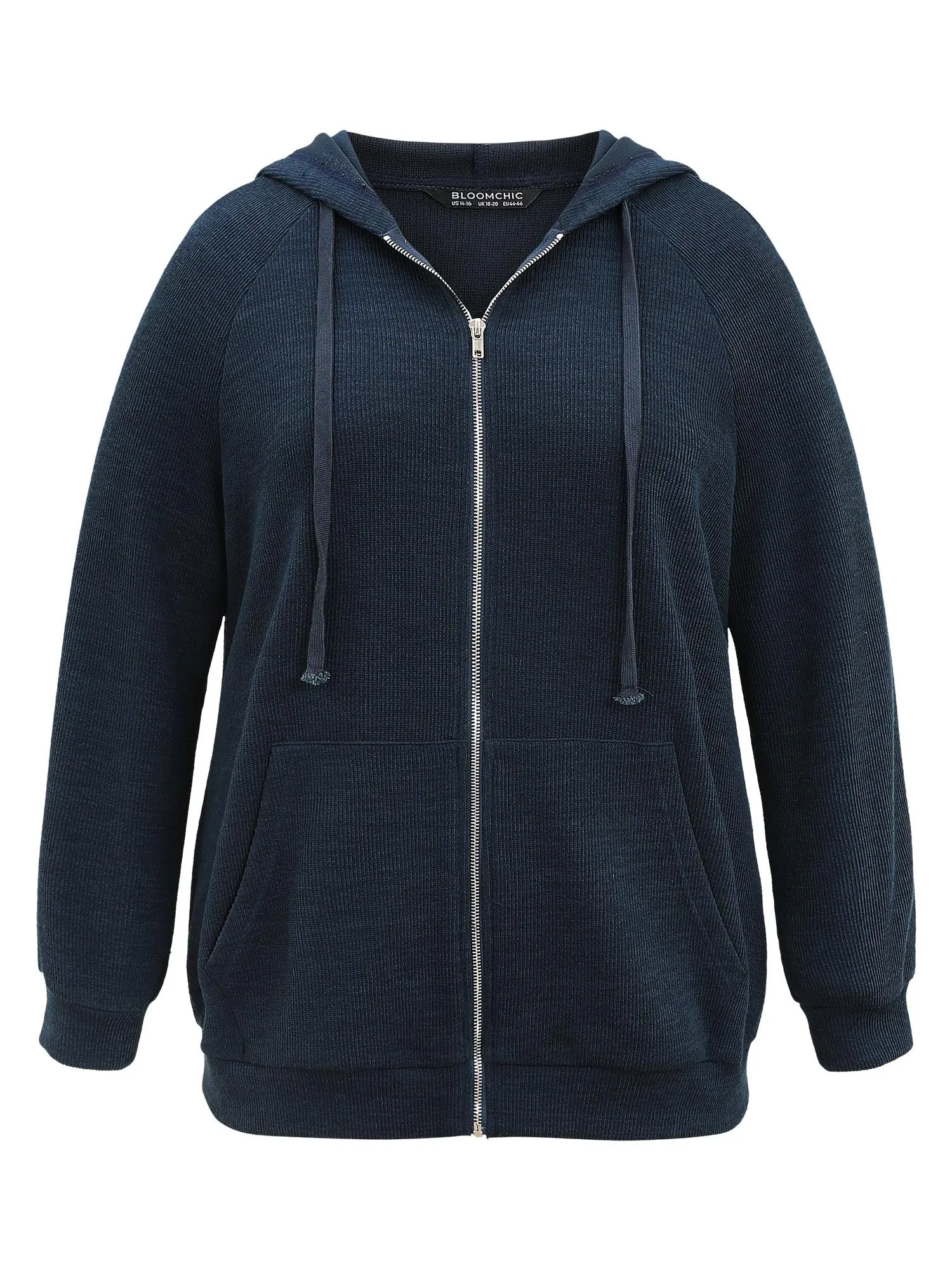 Rib Knit Raglan Sleeve Hooded Drawstring Sweatshirt sold by Bloomchic product image thumbnail 5